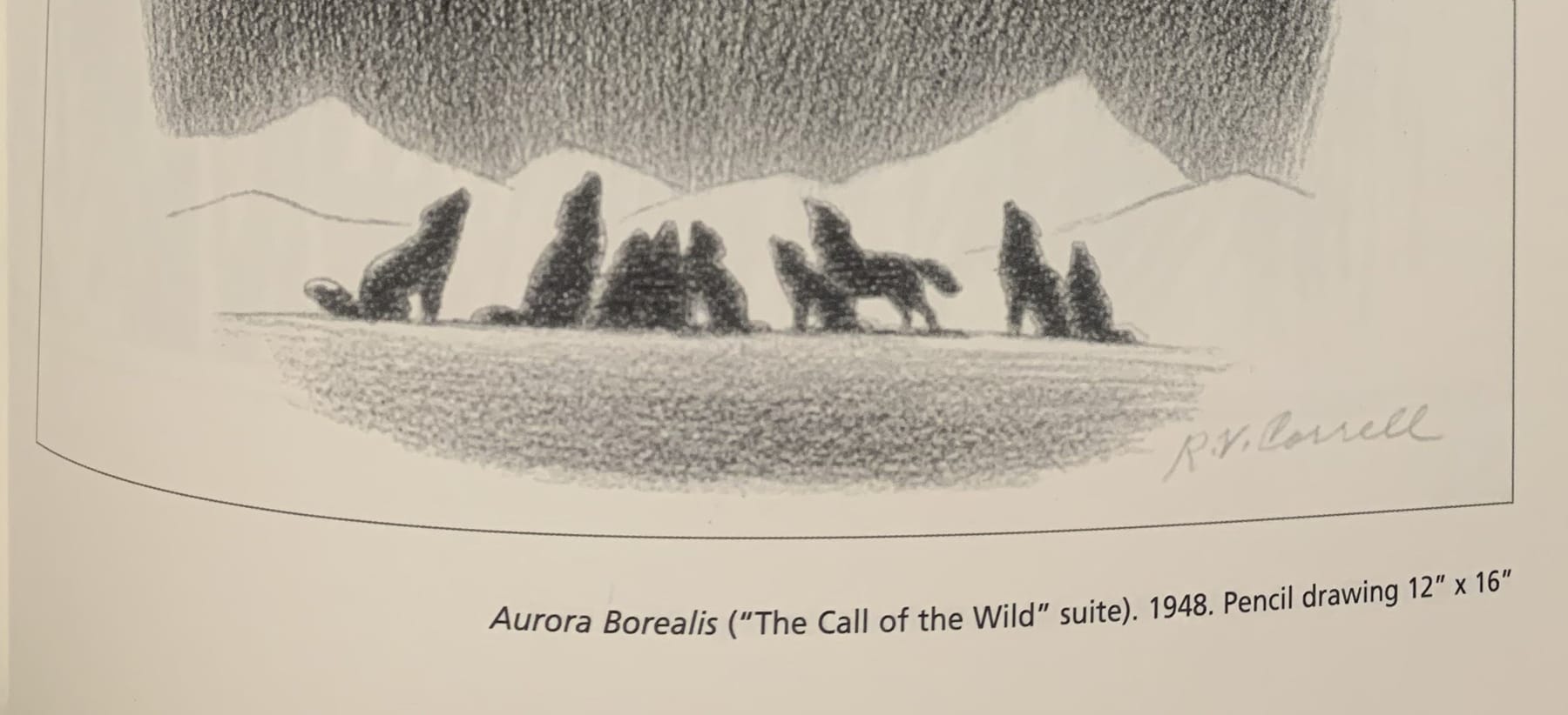 Aurora Borealis, a 1948 pencil drawing by Richard V. Correll, Leslie Correll's father.