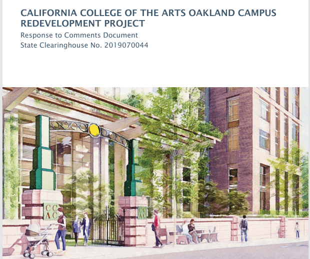 Cover of the CCA Oakland Campus Redevelopment Project Final Environmental Impact Report.